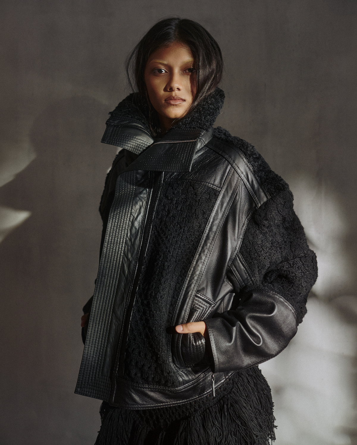 MAXI JACKET MACRAME DOUBLE NECK